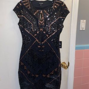 Navy and Sequin Party Dress (Express)